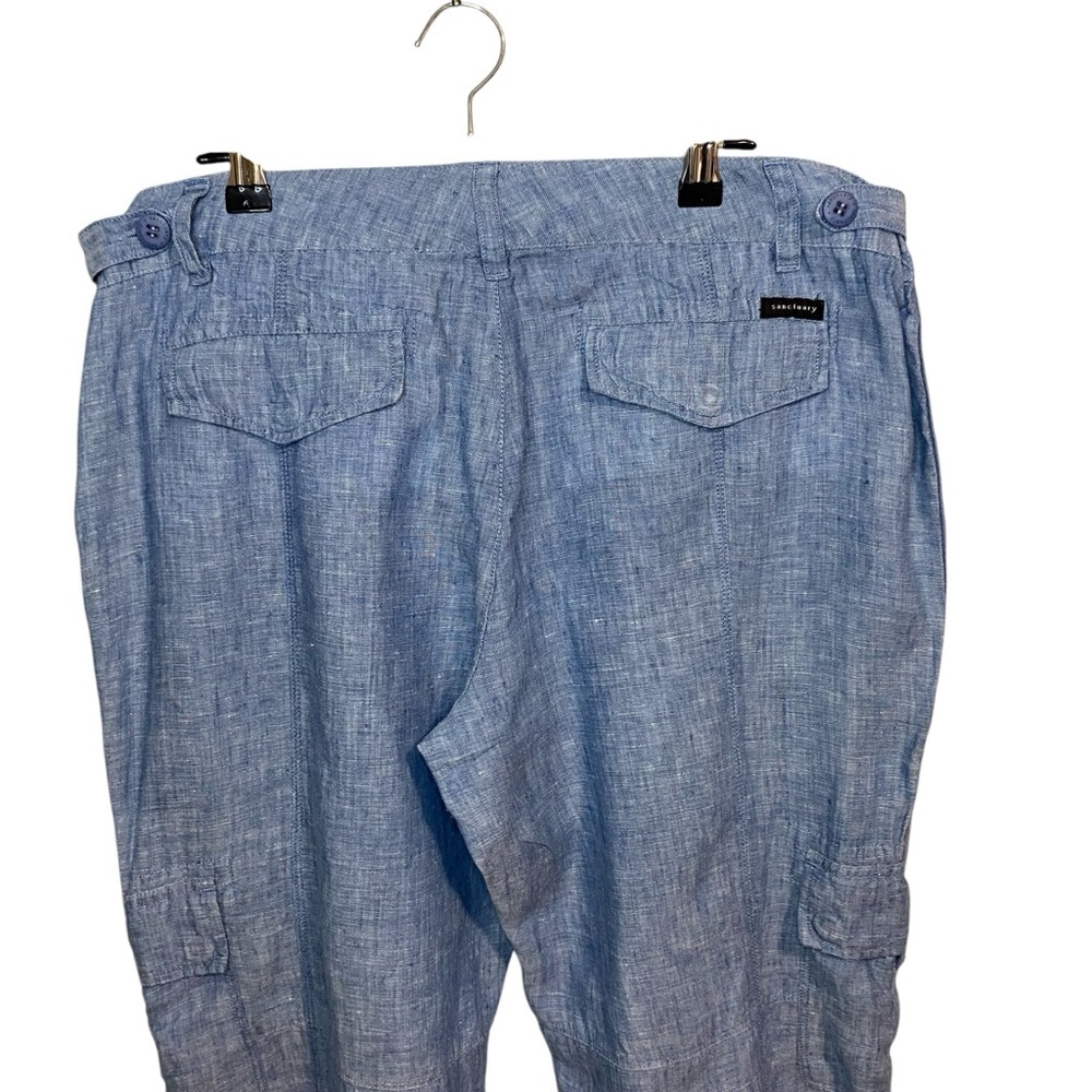 Anthrapologie - Sanctuary - Denim Blue Linen Cargo Crop Pant - 32 China - Picture 5 of 10